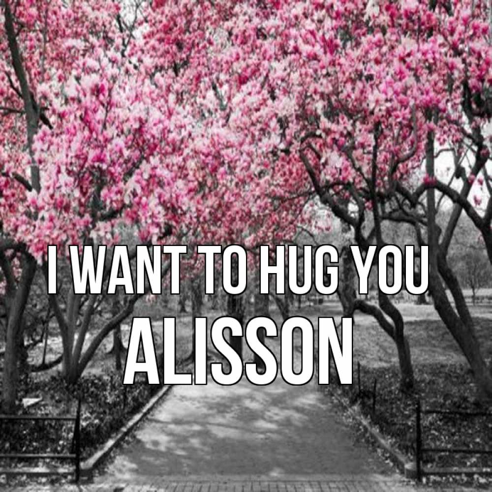 Greetings card с именем, Alisson I want to hug you обработанное фото Greetings with text for free download 