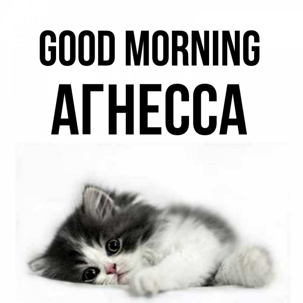 Greetings card с именем, Агнесса Good morning кот лапки Greetings with text for free download 