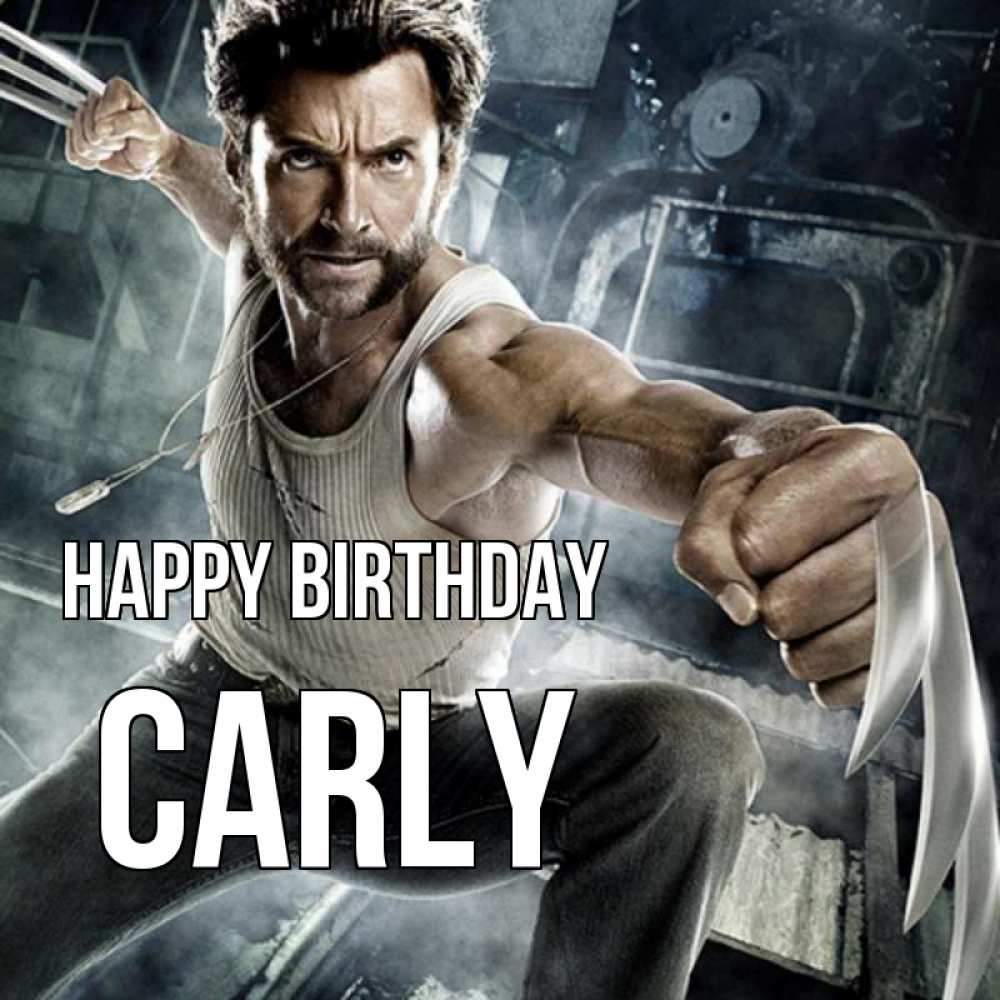 Greetings card с именем, Carly Happy Birthday супергерой в ярости Greetings with text for free download 