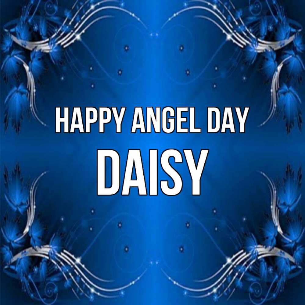 Greetings card с именем, Daisy happy angel day красивая рамочка с узорами Greetings with text for free download 