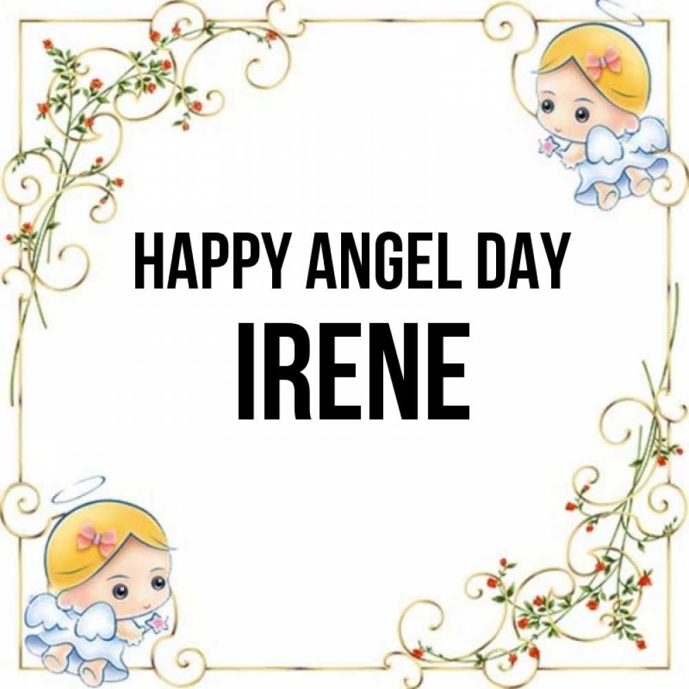 Greetings card с именем, Irene happy angel day девочки ангелы Greetings with text for free download 