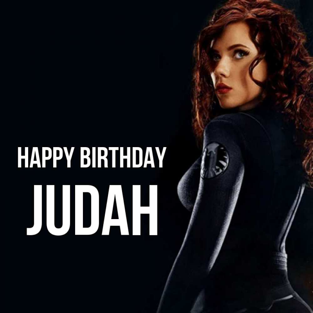 Greetings card с именем, Judah Happy Birthday Марвел черная вдова Greetings with text for free download 