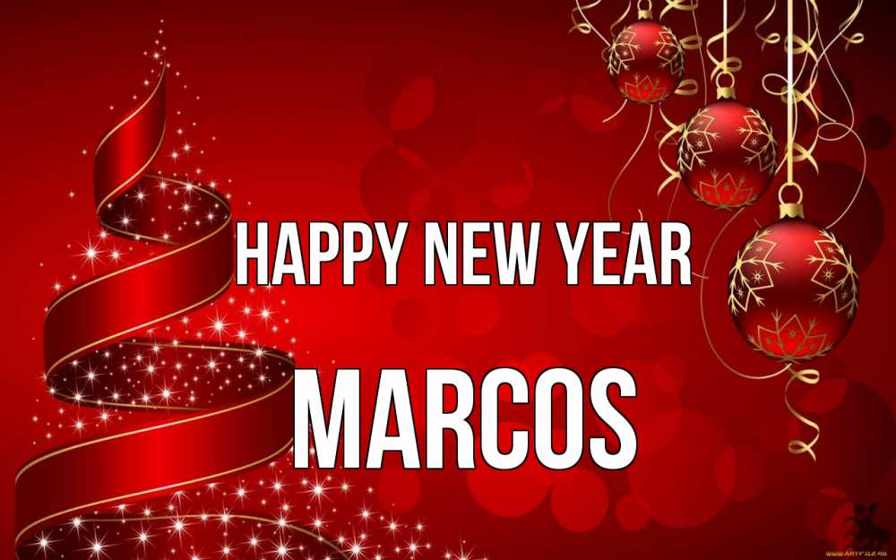 Greetings card с именем, Marcos Happy New Year новый год Greetings with text for free download 