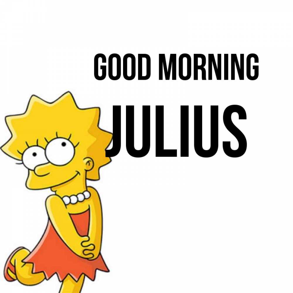 Greetings card с именем, Julius Good morning в платье и ожерелье Greetings with text for free download 