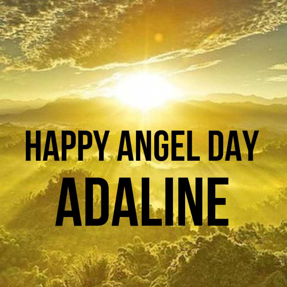 Greetings card с именем, Adaline happy angel day леса и небо в желтом Greetings with text for free download 
