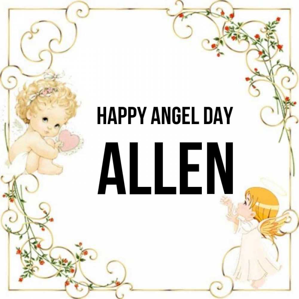 Greetings card с именем, Allen happy angel day ангелы желают прекрасных именин Greetings with text for free download 