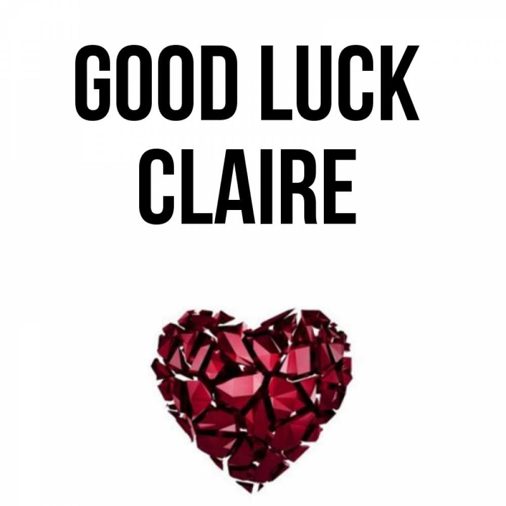 Greetings card с именем, Claire Good luck бордовое из кристаллов  1 Greetings with text for free download 