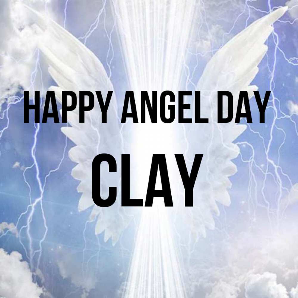Greetings card с именем, Clay happy angel day молнии на небе и свет Greetings with text for free download 