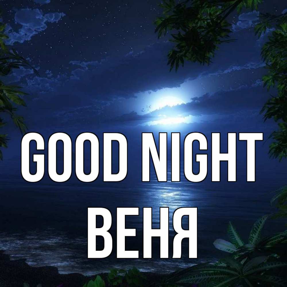 Greetings card с именем, Веня Good night тропический остров Greetings with text for free download 