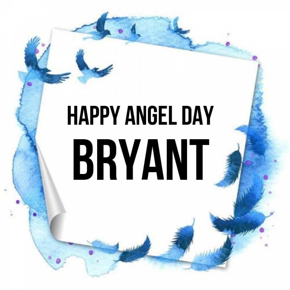 Greetings card с именем, Bryant happy angel day красивые птицы летят Greetings with text for free download 