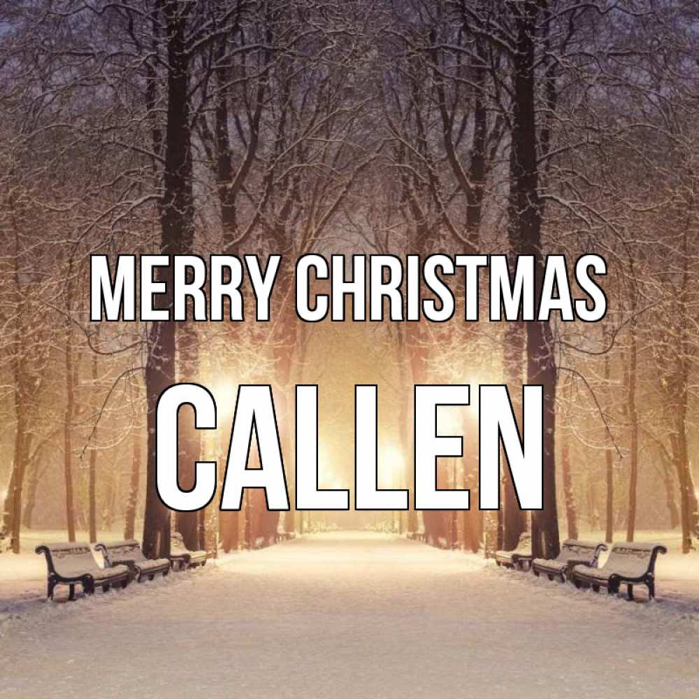 Greetings card с именем, Callen Merry Christmas зима, парк, фонарь, лес Greetings with text for free download 