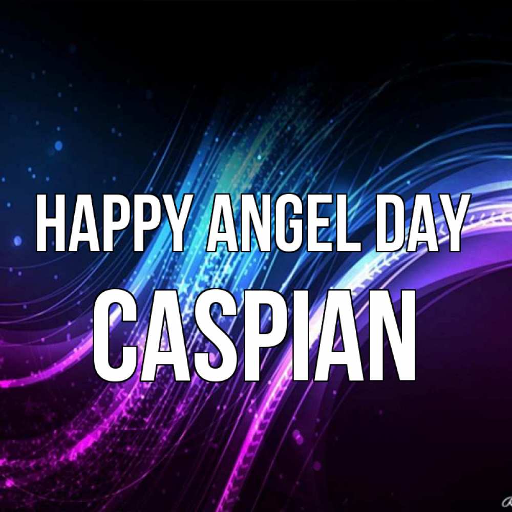 Greetings card с именем, Caspian happy angel day фиолетовый фон Greetings with text for free download 