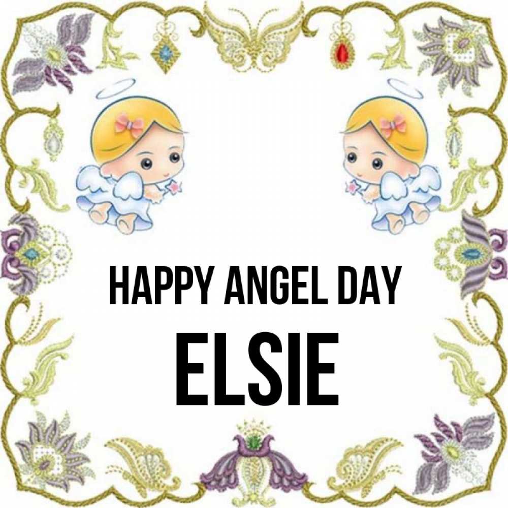 Greetings card с именем, Elsie happy angel day маленькие ангелы с крылышками Greetings with text for free download 