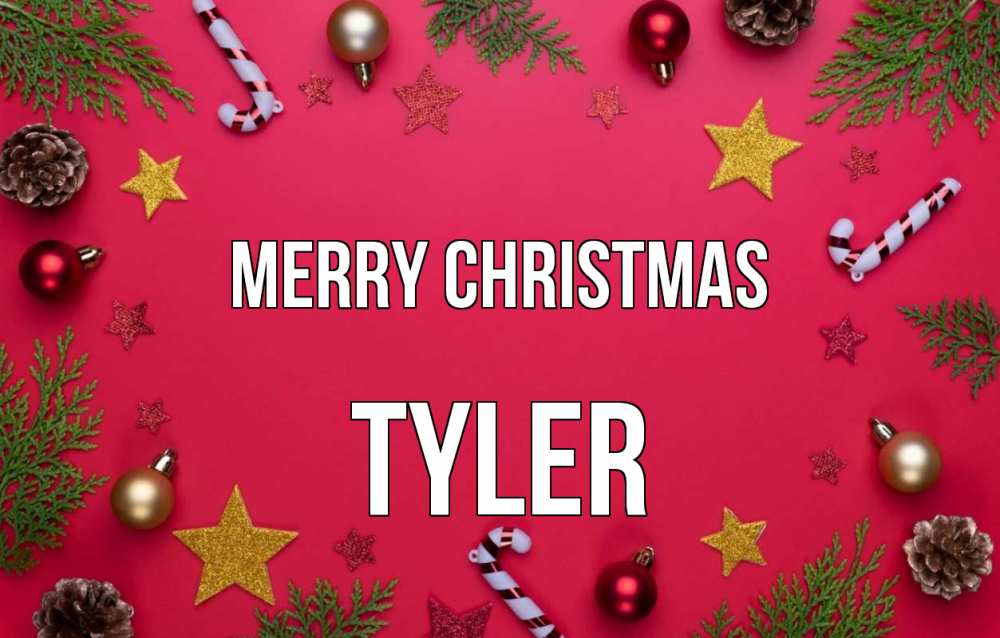 Greetings card с именем, Tyler Merry Christmas с рождеством Greetings with text for free download 