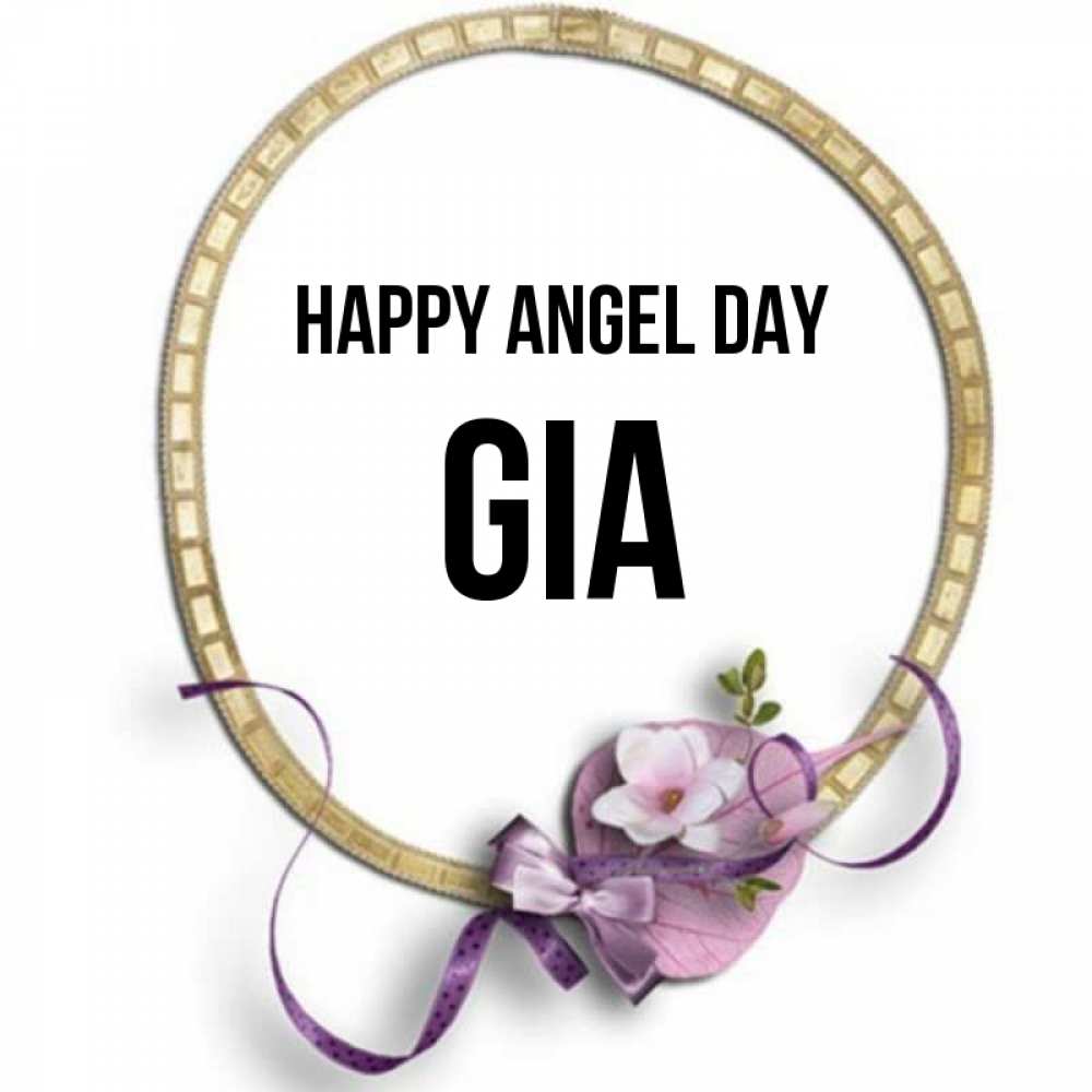 Greetings card с именем, Gia happy angel day золотая рамочка Greetings with text for free download 