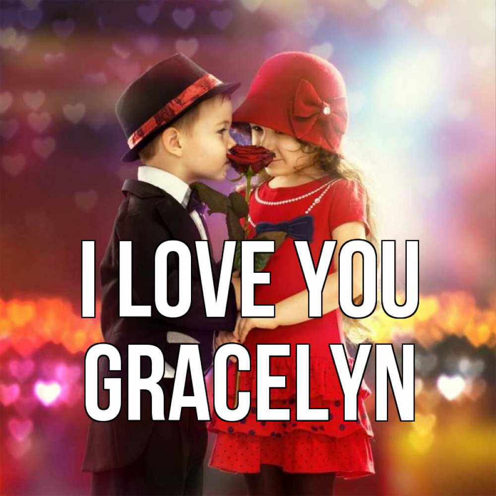 Greetings card с именем, Gracelyn I love you черное и красное и роза Greetings with text for free download 