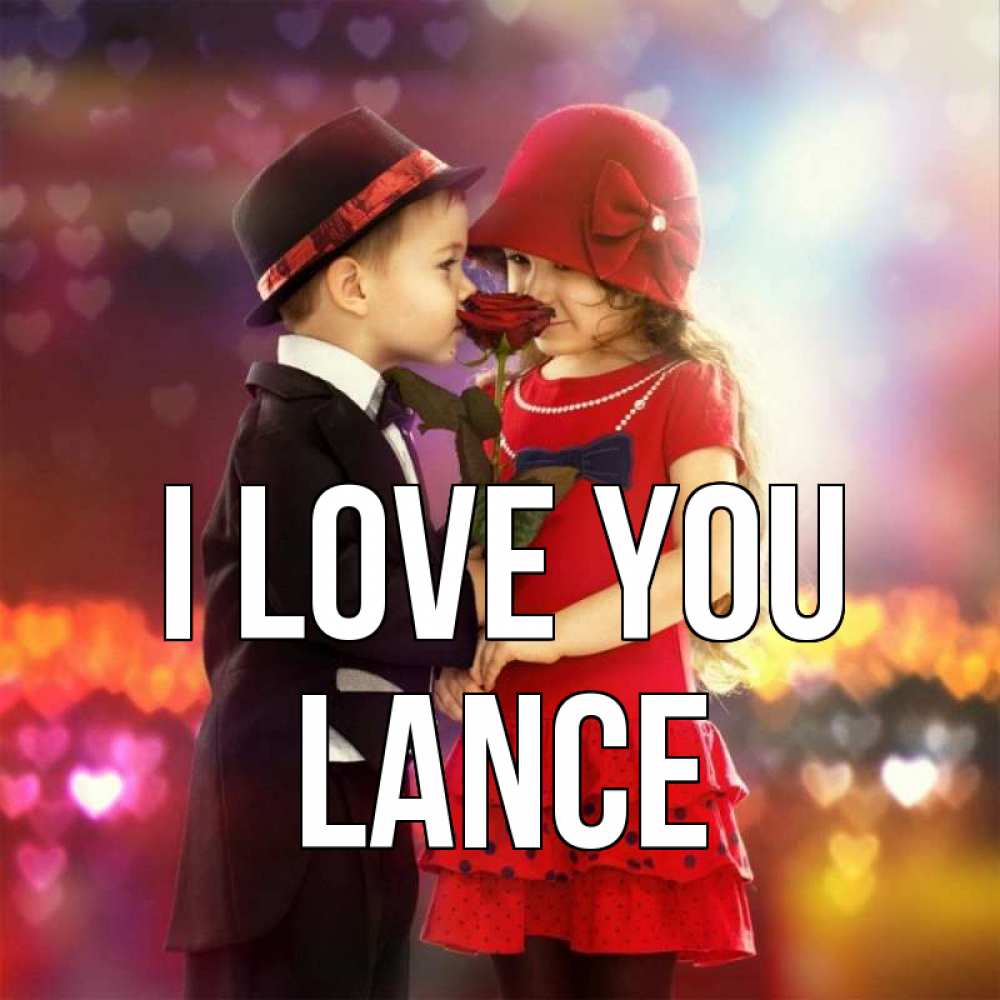 Greetings card с именем, Lance I love you черное и красное и роза Greetings with text for free download 