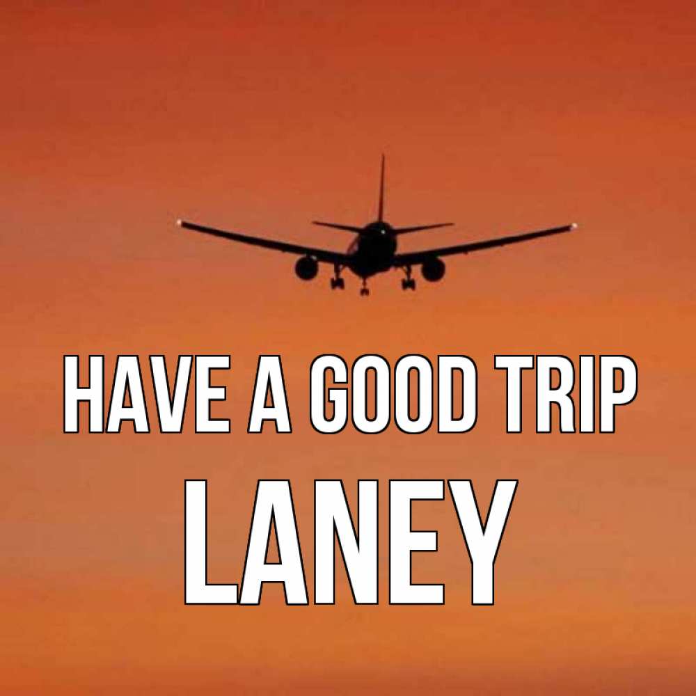 Greetings card с именем, Laney Have a good trip силуэт самолета Greetings with text for free download 