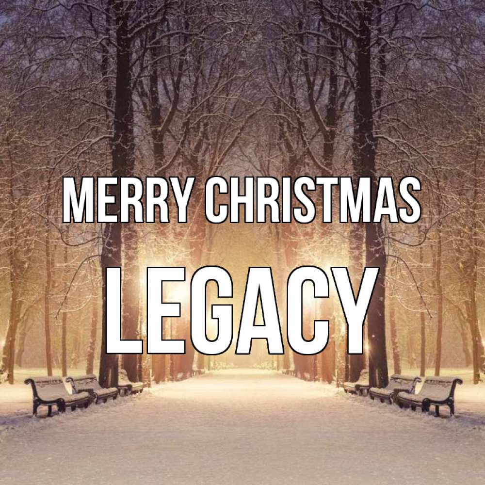 Greetings card с именем, Legacy Merry Christmas зима, парк, фонарь, лес Greetings with text for free download 