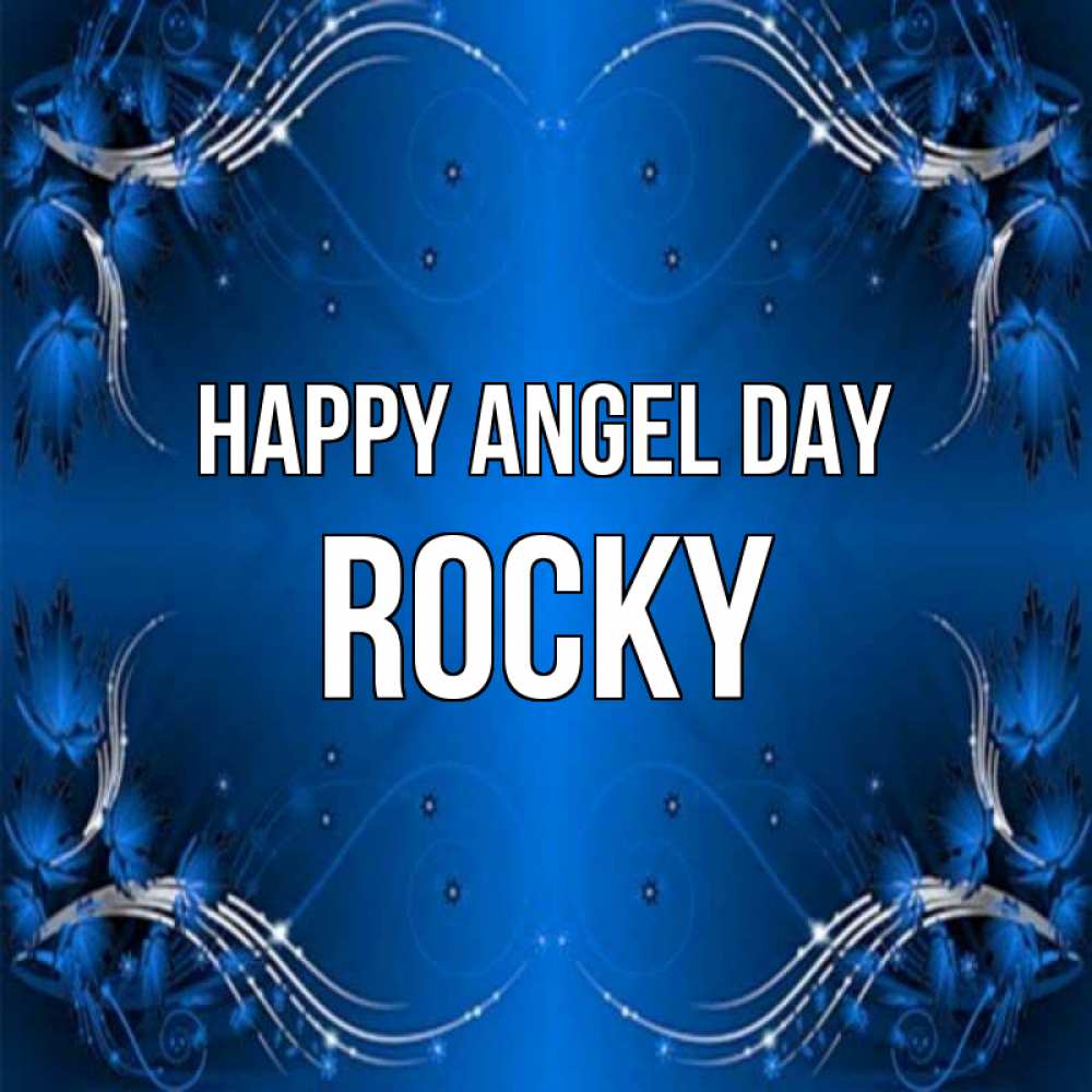 Greetings card с именем, Rocky happy angel day красивая рамочка с узорами Greetings with text for free download 
