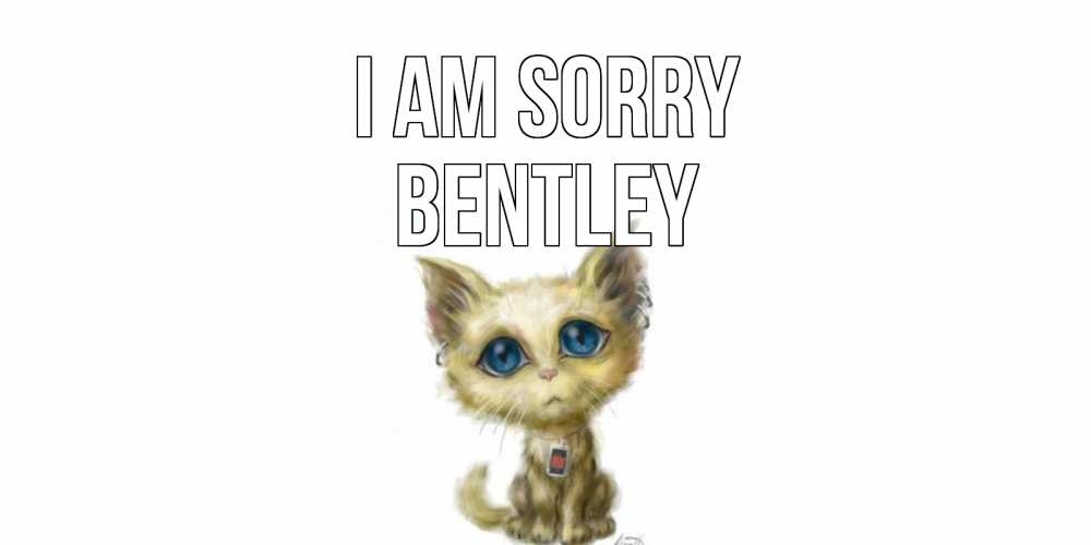 Greetings card с именем, Bentley I am sorry прости меня открытка с котиком Greetings with text for free download 