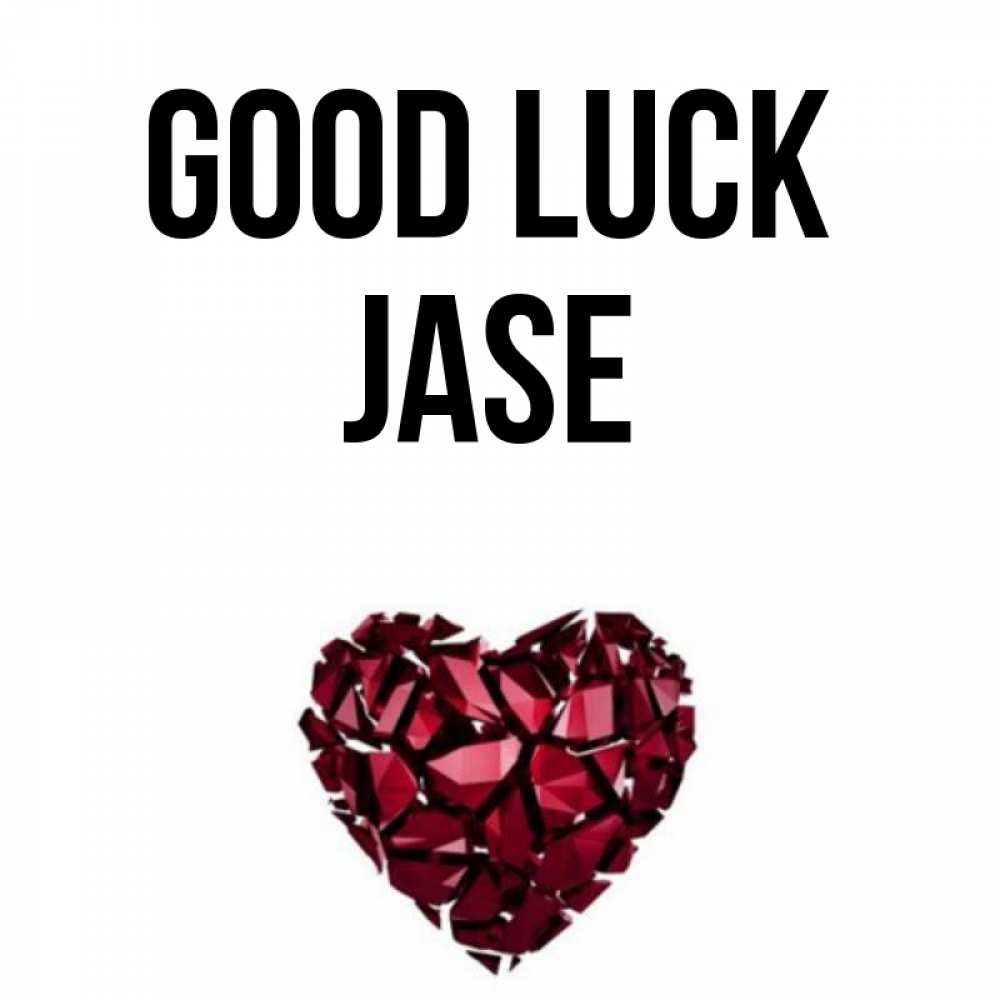 Greetings card с именем, Jase Good luck бордовое из кристаллов  1 Greetings with text for free download 