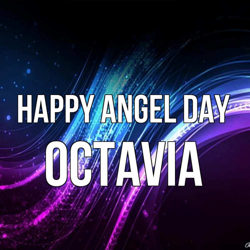 Greetings card с именем, Octavia happy angel day фиолетовый фон Greetings with text for free download 