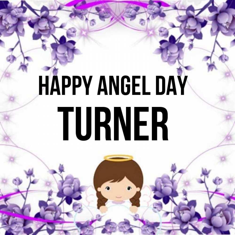 Greetings card с именем, Turner happy angel day с именинами в рамочке Greetings with text for free download 