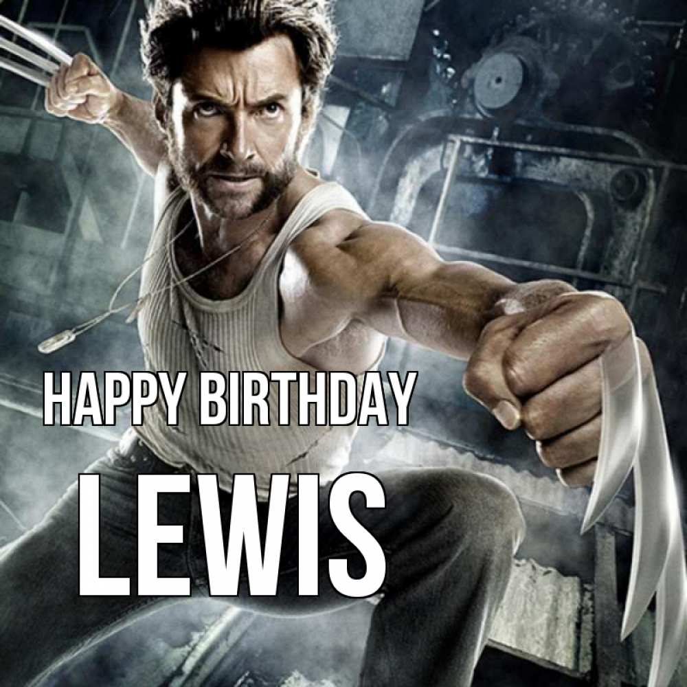 Greetings card с именем, Lewis Happy Birthday супергерой в ярости Greetings with text for free download 