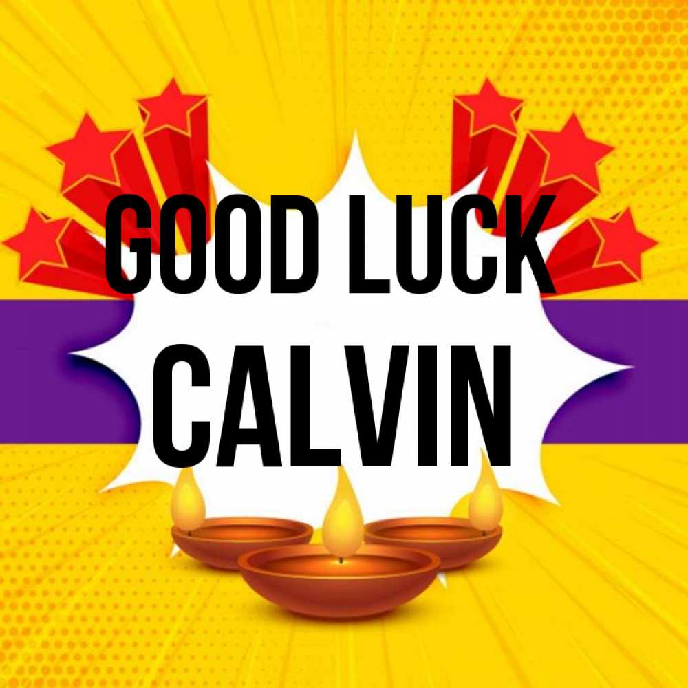 Greetings card с именем, Calvin Good luck векторное изображение Greetings with text for free download 