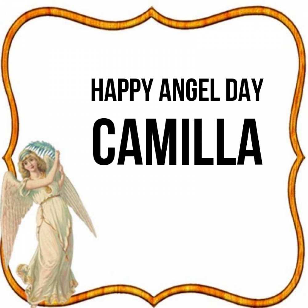 Greetings card с именем, Camilla happy angel day рамочка простая Greetings with text for free download 