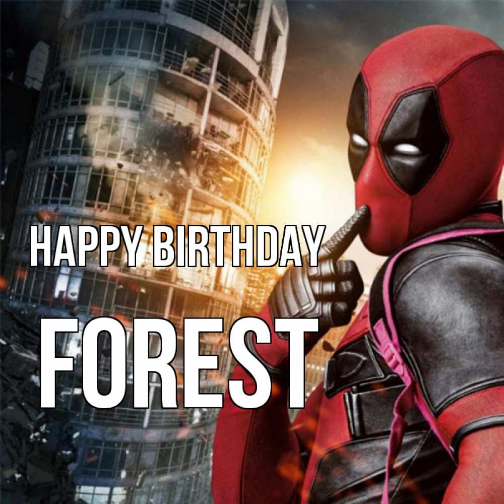 Greetings card с именем, Forest Happy Birthday с супергероями Greetings with text for free download 