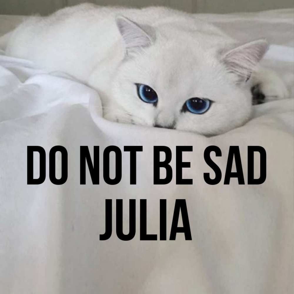 Greetings card с именем, Julia Do not be sad Голубоглазая кошка Greetings with text for free download 