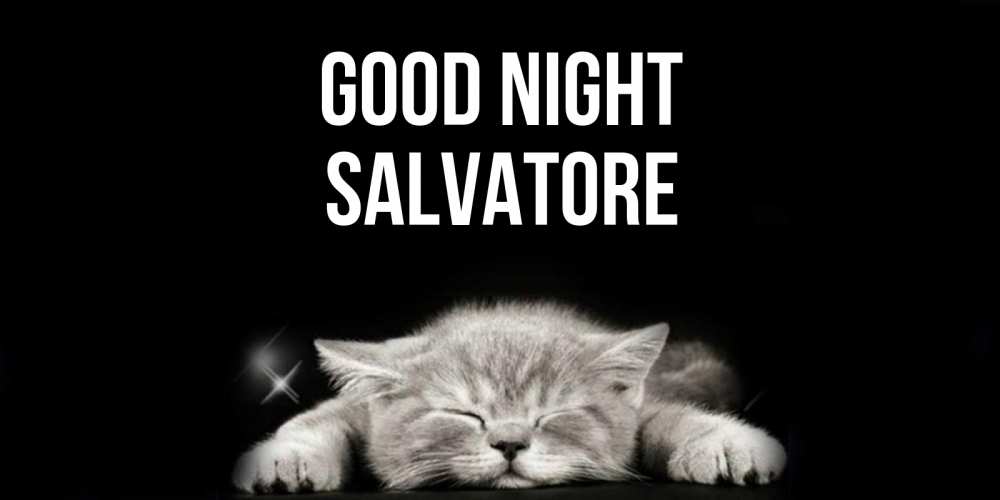 Greetings card с именем, Salvatore Good night спящий котик Greetings with text for free download 