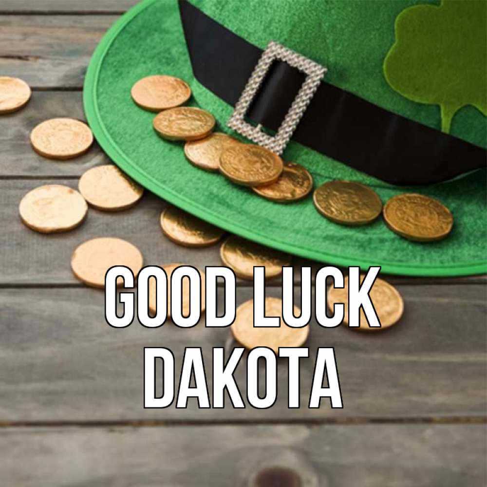 Greetings card с именем, Dakota Good luck монеты Greetings with text for free download 