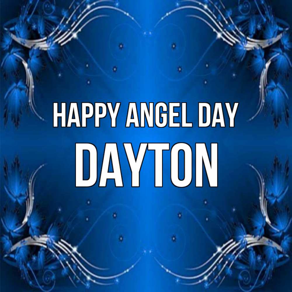 Greetings card с именем, Dayton happy angel day красивая рамочка с узорами Greetings with text for free download 