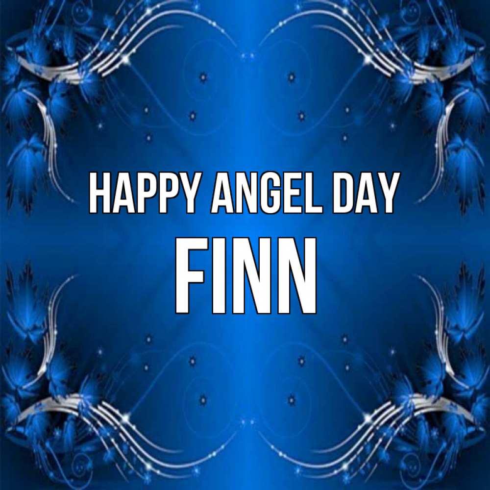 Greetings card с именем, Finn happy angel day красивая рамочка с узорами Greetings with text for free download 