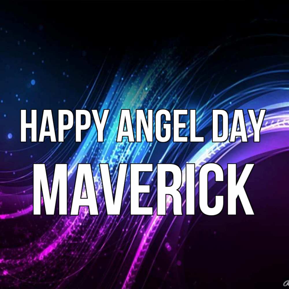 Greetings card с именем, Maverick happy angel day фиолетовый фон Greetings with text for free download 