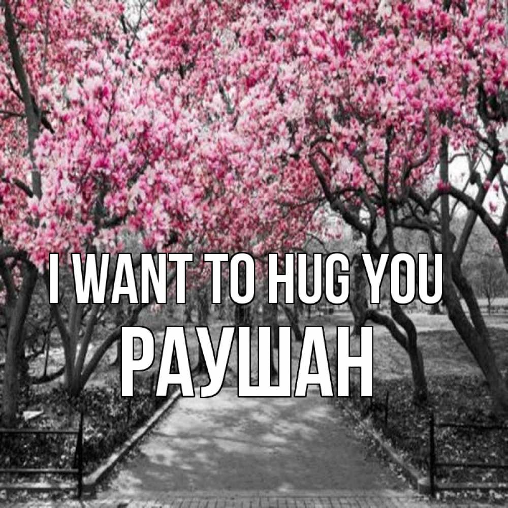 Greetings card с именем, РАУШАН I want to hug you обработанное фото Greetings with text for free download 