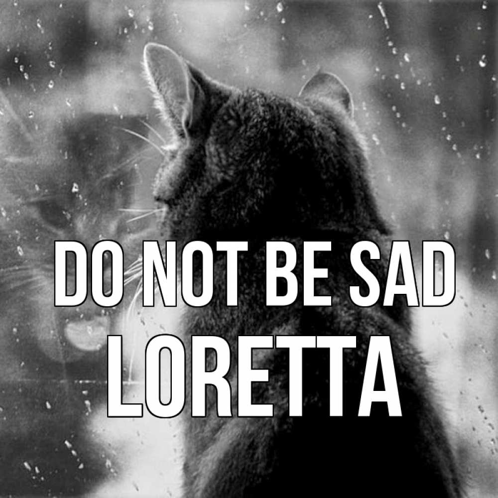 Greetings card с именем, Loretta Do not be sad отражение кота 1 Greetings with text for free download 