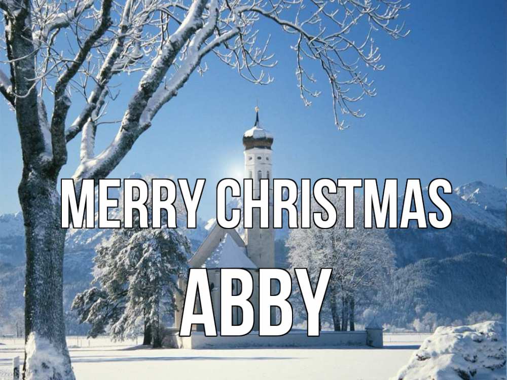 Greetings card с именем, Abby Merry Christmas зима, храм, костел Greetings with text for free download 