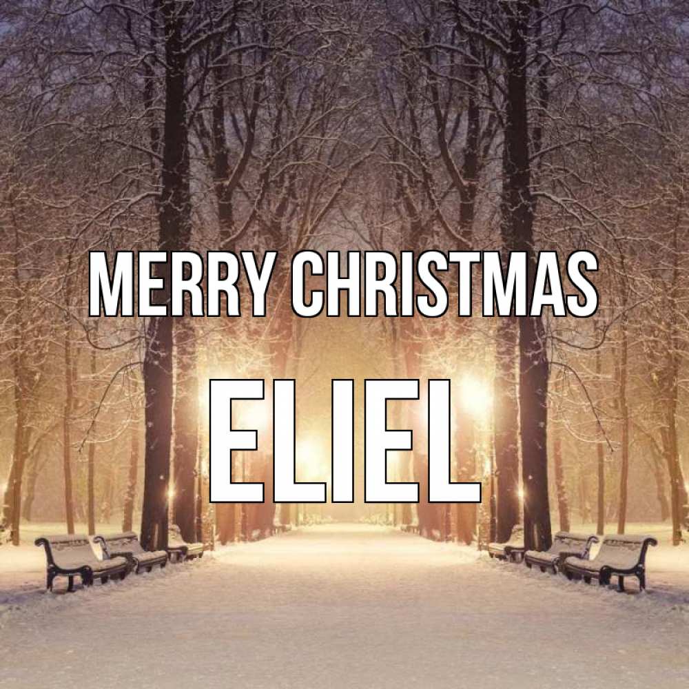 Greetings card с именем, Eliel Merry Christmas зима, парк, фонарь, лес Greetings with text for free download 