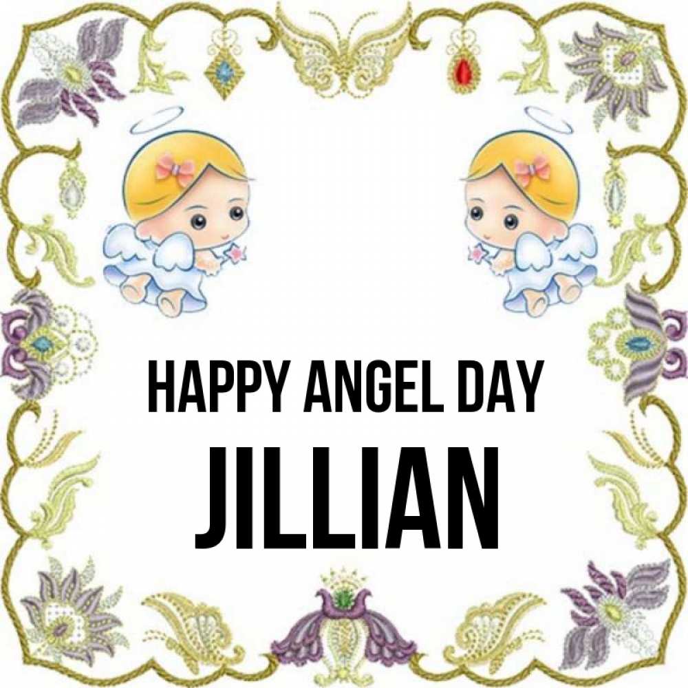 Greetings card с именем, Jillian happy angel day маленькие ангелы с крылышками Greetings with text for free download 