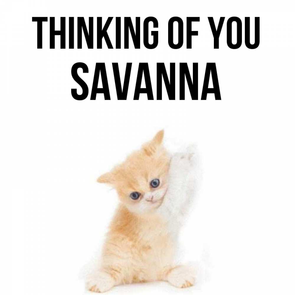Greetings card с именем, Savanna Thinking of you зверушки и милота Greetings with text for free download 