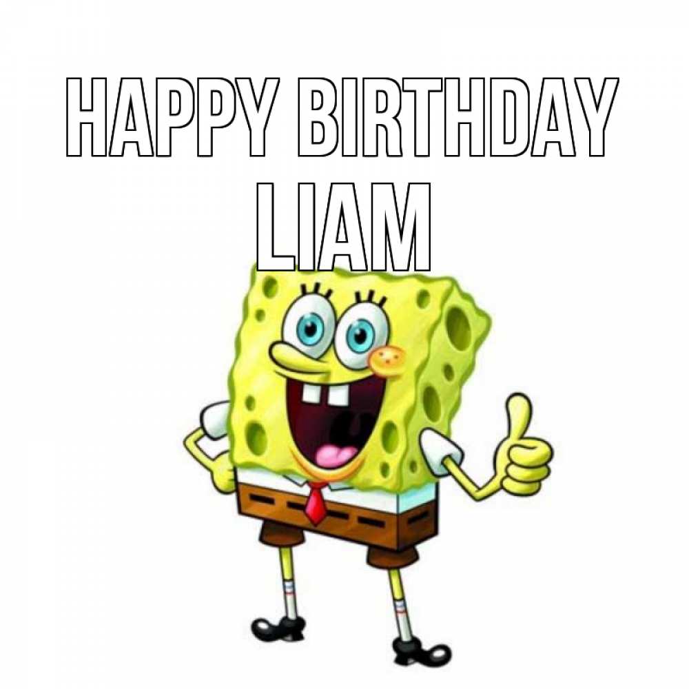 Greetings card с именем, Liam Happy Birthday герои мультфильмов Greetings with text for free download 