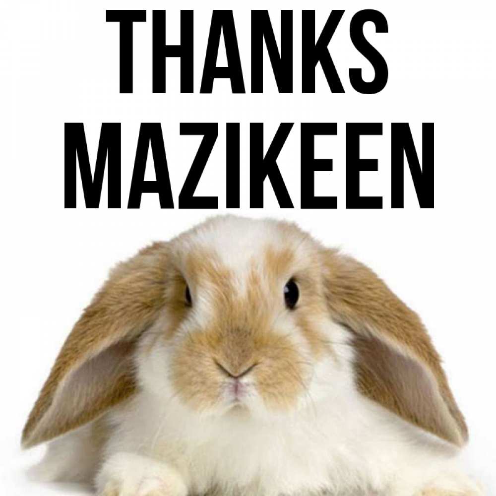 Greetings card с именем, Mazikeen Thanks коричнево белый заяц Greetings with text for free download 