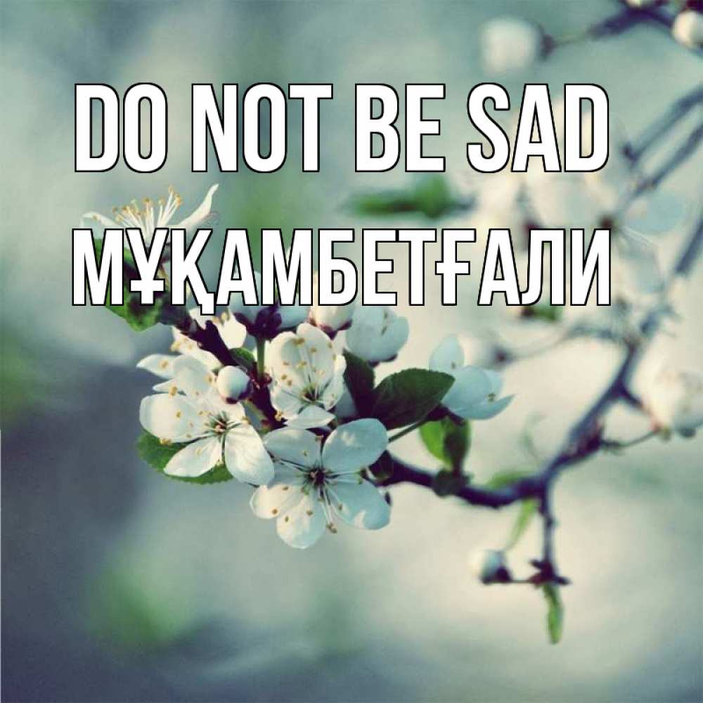 Greetings card с именем, Мұқамбетғали Do not be sad яблоня в цвету 1 Greetings with text for free download 