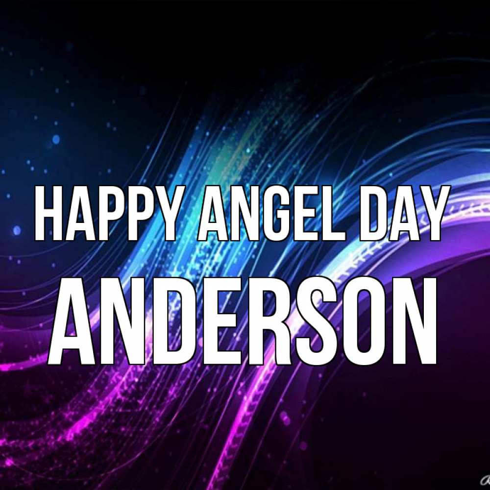 Greetings card с именем, Anderson happy angel day фиолетовый фон Greetings with text for free download 