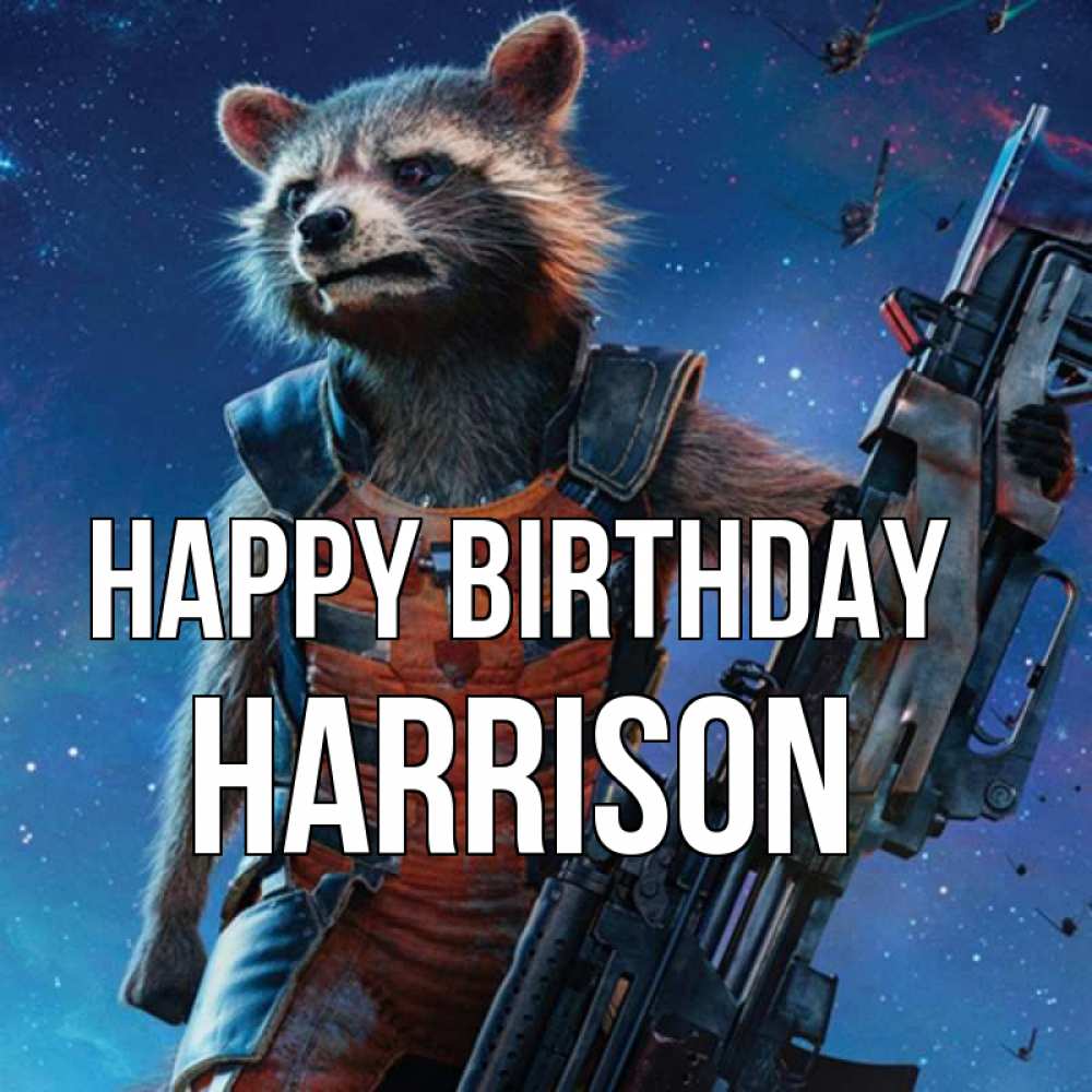 Greetings card с именем, Harrison Happy Birthday реактивный Рокета Greetings with text for free download 
