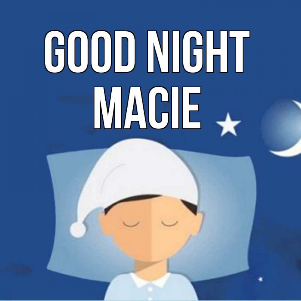 Greetings card с именем, Macie Good night подушка и шапочка Greetings with text for free download 
